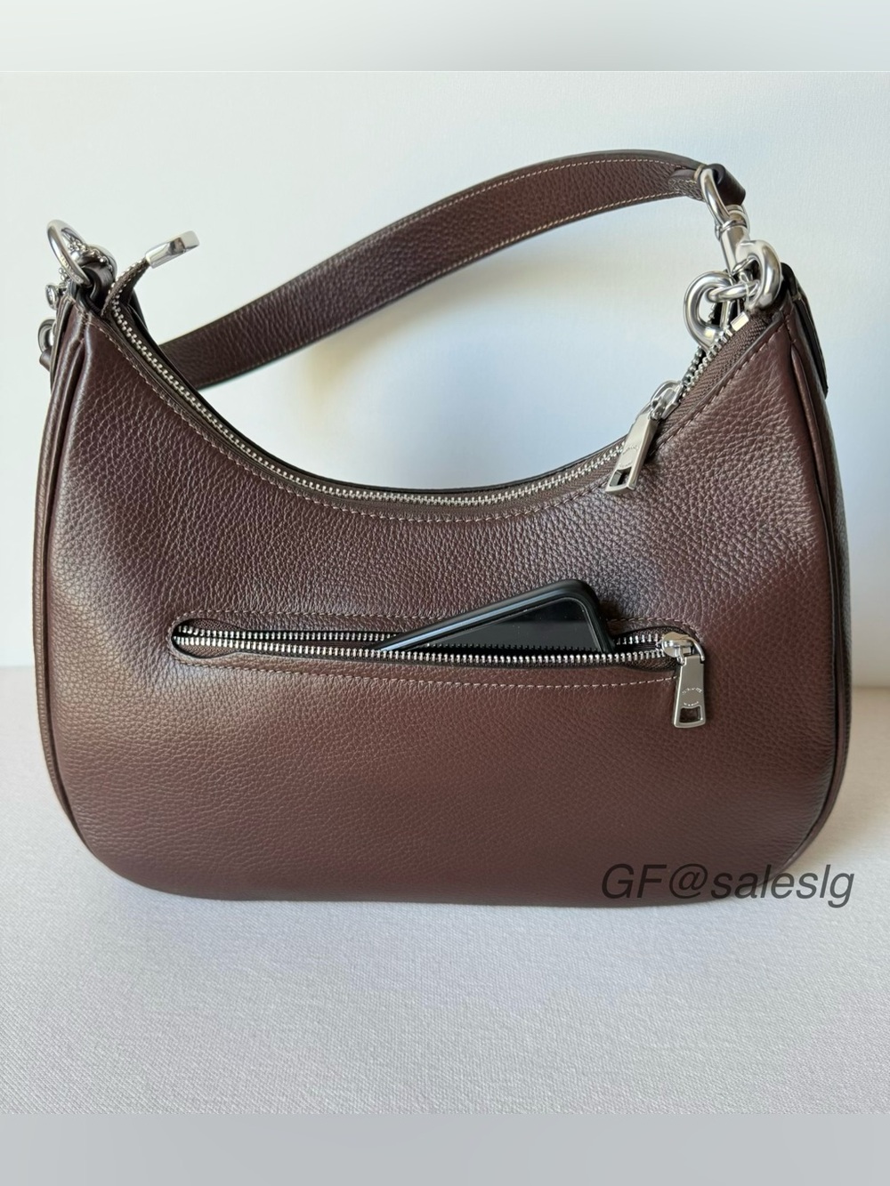 NWT Coach Teri Hobo Shoulder Bag Maple Brown Pebble Leather Silver CV935 - Picture 8 of 16